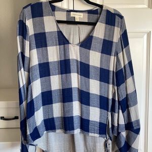 Navy Checkered Top